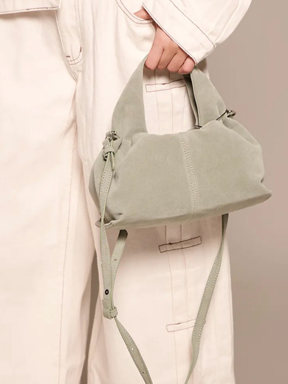 FAUX SUEDE SLOUCHY MINI HANDBAG